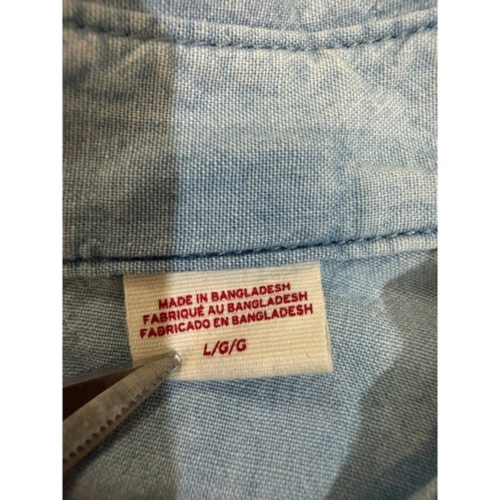 Levis Mens Barstow Western Shirt Light Wash Denim Pearl Snap Front L - Picture 4 of 12
